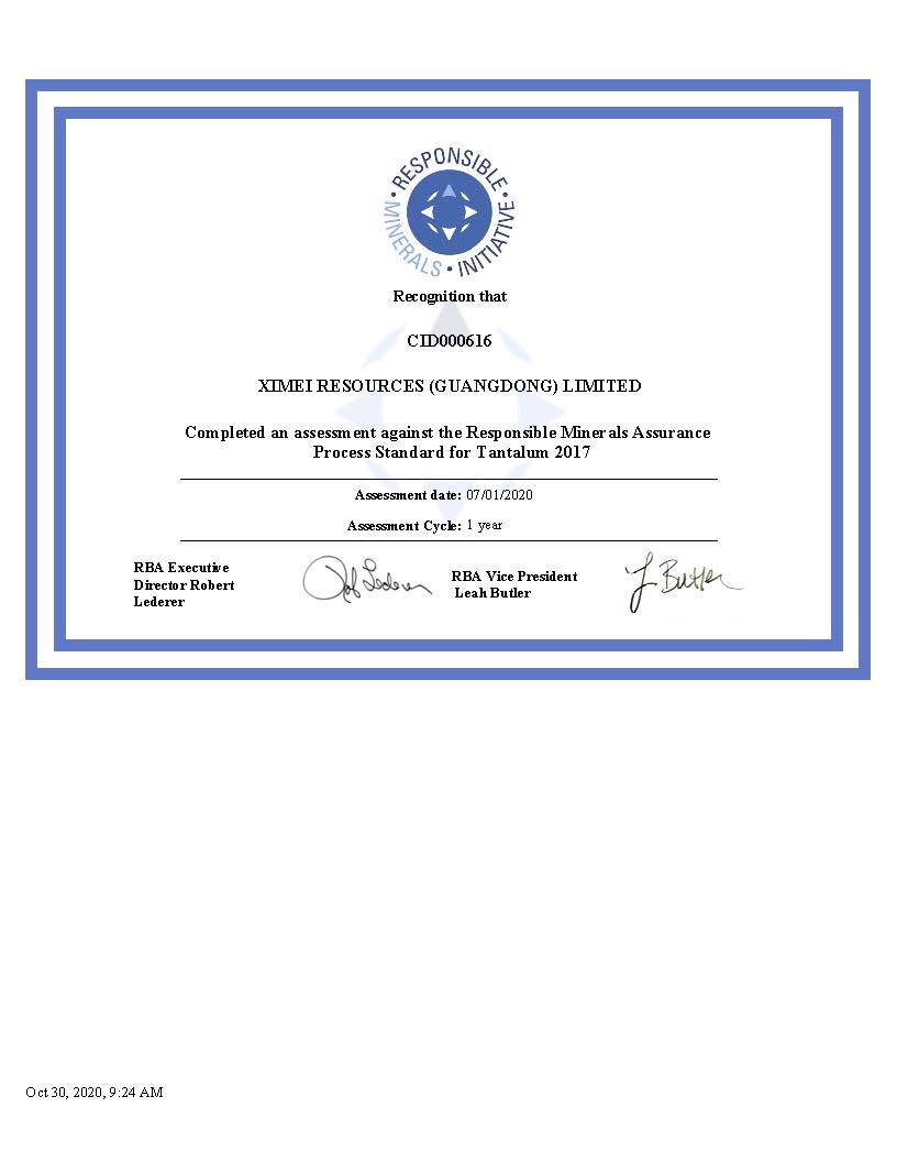 RMAP Recognition Certificate